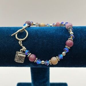 Prayer Box Charm Bracelet Vintage Silver Tone & Glass Bead. Working prayer box!